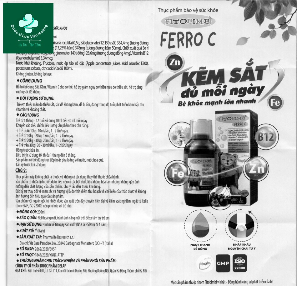 Hướng dẫn sử dụng sản phẩm Fitobimbi Ferro C
